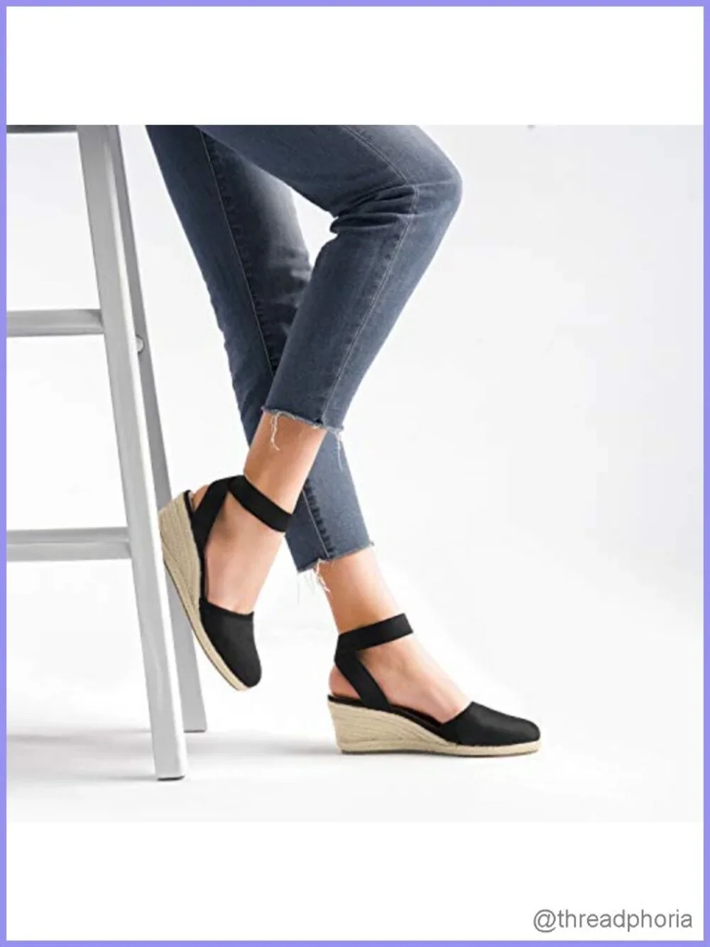 Elastic Ankle Strap Espadrilles Wedge Sandals